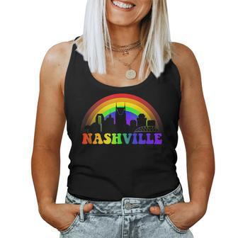Nashville Pride Lgbtq Gay City Silhouette Rainbow Women Tank Top - Monsterry