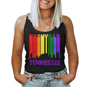 Nashville Tennessee Lgbtq Gay Pride Rainbow Skyline Women Tank Top - Monsterry CA