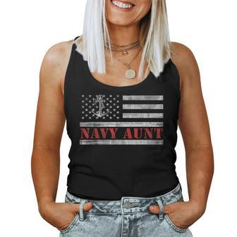 Navy Aunt With American Flag Camo For Veteran Day Women Tank Top - Monsterry