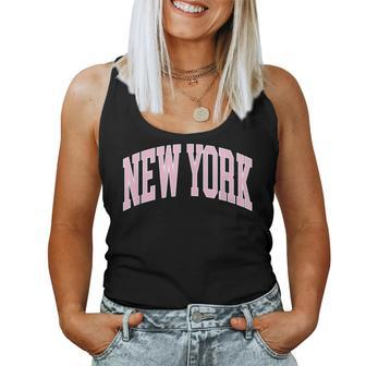 New York Souvenir Pink Retro Preppy Throwback Classic Womens Women Tank Top - Seseable