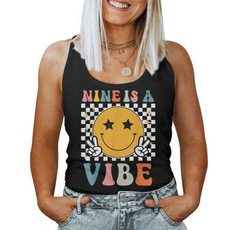 Nine Is A Vibe 9Th Birthday Groovy Boys Girls 9 Years Old Women Tank Top - Monsterry AU