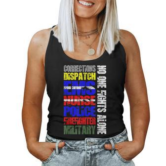 No One Fights Alone Usa Thin Line Ems Military Police Nurse Women Tank Top - Monsterry DE