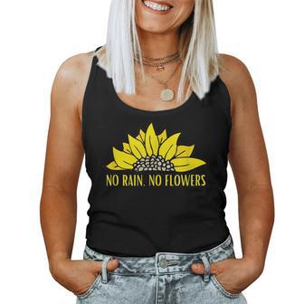 No Rain No Flowers Sunflower Botanical Flower Women Tank Top - Monsterry
