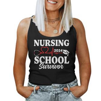 Nursing School Survivor 2024 Rn Er Graduation Nurse Grad Women Tank Top | Mazezy