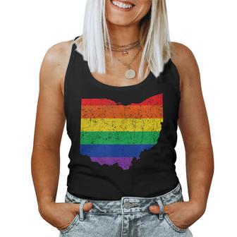 Ohio Map Gay Pride Rainbow Flag Lgbt Support Women Tank Top - Monsterry