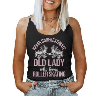 Old Lady Loves Roller Derby Roller Skating Roller Skate Women Tank Top - Thegiftio UK