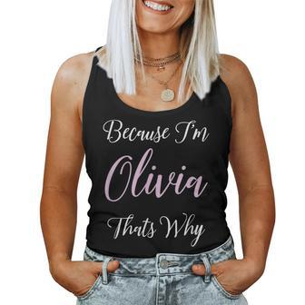 Olivia Name Personalized Girl Cute Pink Black Women Tank Top - Monsterry DE