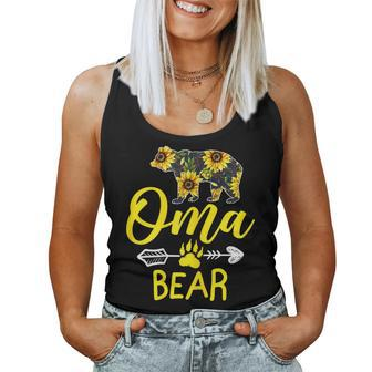 Oma Bear Sunflower Cute Mother's Day Oma Bear Paw Print Women Tank Top - Monsterry DE
