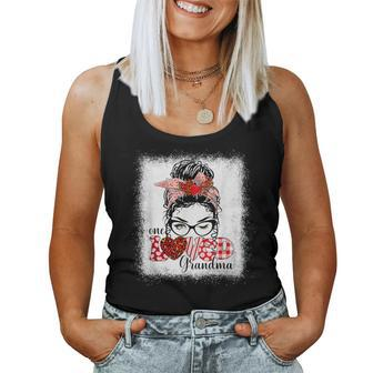 One Loved Grandma Messy Bun Valentine's Day Family Matching Women Tank Top - Monsterry AU