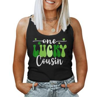 One Lucky Cousin Groovy Retro Cousin St Patrick's Day Women Tank Top | Mazezy