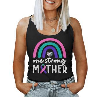 One Strong Mother Teal Rainbow Warrior Thyroid Cancer Month Women Tank Top - Monsterry DE
