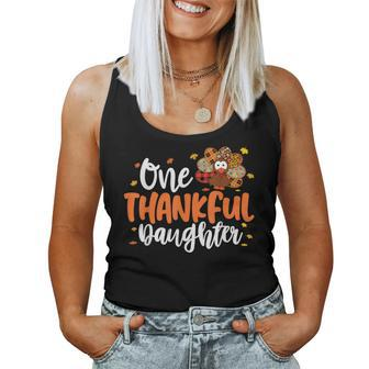 One Thankful Daughter Turkey Leopard Thanksgiving Family Women Tank Top - Monsterry