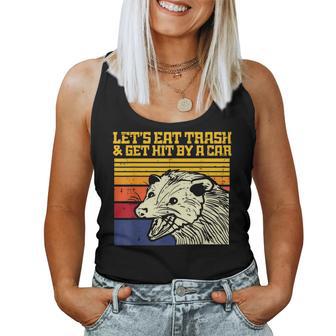 Opossum Lets Eat Trash Get Hit By Car Retro Possum Men Women Tank Top - Seseable