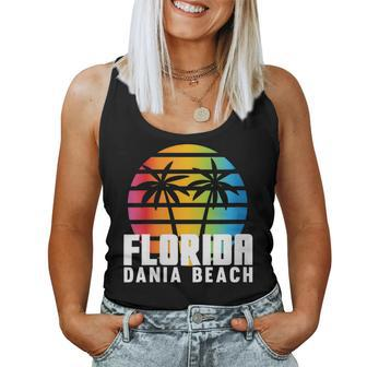 Original Dania Beach Retro Sunset Fl Beach Lifestyle Dania Women Tank Top - Monsterry DE