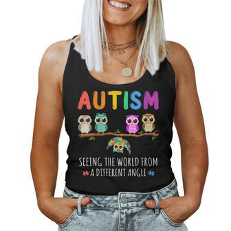Owl Autism Seeing The World From Different Angle Autistic Women Tank Top - Thegiftio UK