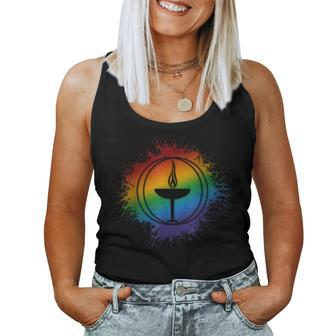 Paint Splatter Lgbtq Pride Rainbow Unitarian Universalism Women Tank Top - Monsterry