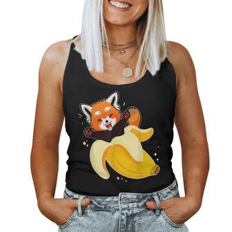 Panda Pajamas Red Panda In Banana Panda Bear Fruit Addicts Women Tank Top - Monsterry