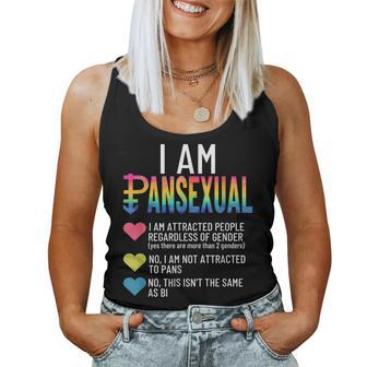 I Am Pansexual Lgbtqia Pride Rainbow Hearts Definition Short Sleeve Women Tank Top - Seseable