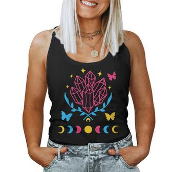 Pansexual Subtle Pan Pride Lgbtq Subtle Moon Phase Crystals Women Tank Top - Monsterry