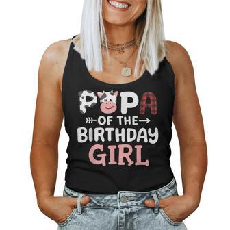Papa Of The Birthday Girl Cow Farm Party Matching Family Women Tank Top - Seseable