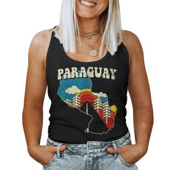 Paraguay Vintage Paraguayan Country Rainbow Retro 70S Map Women Tank Top - Thegiftio UK