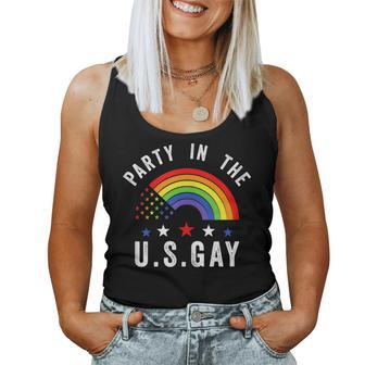 Party In The Us Gay Patriotic Usa Rainbow Flag Women Tank Top - Monsterry CA