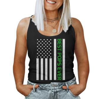 Patriotic Dad Grandpa Fathers Day Usa Flag Best Pops Ever Women Tank Top - Monsterry CA