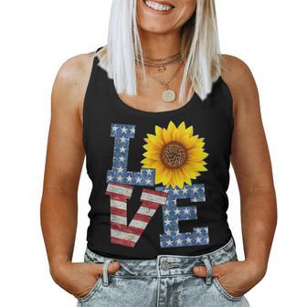 Patriotic Love With Sunflower Usa Women Tank Top - Monsterry AU
