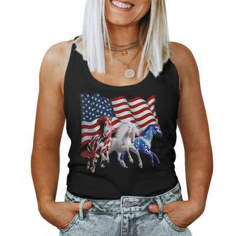 Patriotic Us Flag 4Th Of July Horse Lovers Women Tank Top - Monsterry