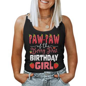 Paw Paw Of The Berry First Bday Of Girl Strawberry Grandpa Women Tank Top - Thegiftio UK