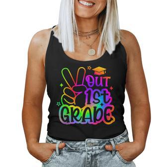Peace Out First Grade Cute Tie Dye Last Day Of 1St Grade Women Tank Top - Monsterry