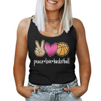 Peace Love Basketball Leopard Print Girls Basketball Women Tank Top - Seseable