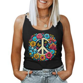 Peace Love Groovy Peace Sign Women Tank Top - Monsterry