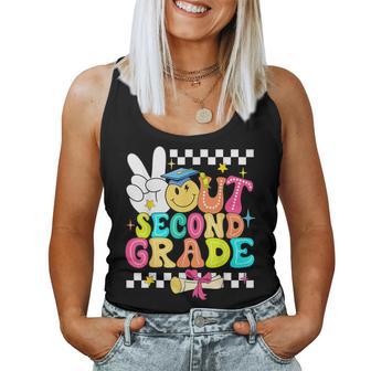 Peace Out Second Grade Happy Last Day Of School Teacher Women Tank Top - Seseable