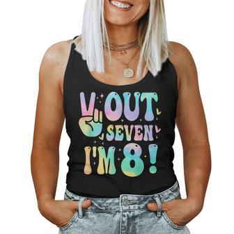 Peace Out Seven I'm 8 Year Old Girl 8Th Birthday Tie Dye Women Tank Top - Seseable