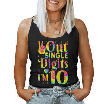 Peace Out Single Digits Im 10 Cute 10 Year Old Girl Birthday Women Tank Top - Seseable