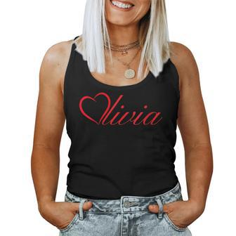 Personalized Name Olivia I Love Olivia Heart Women Tank Top - Thegiftio UK