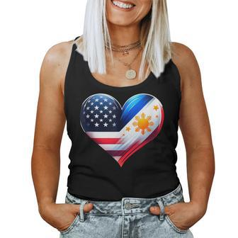 Philippines Flag Proud Filipino Wife Heart Philippines Usa Women Tank Top - Monsterry