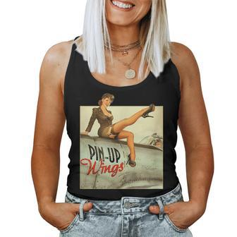 Pin Up Girl Wings Vintage Poster Ww2 Women Tank Top - Monsterry CA