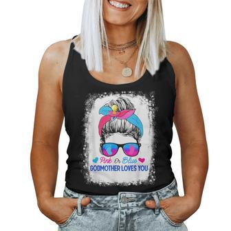 Pink Or Blue Godmother Loves You Messy Bun Gender Reveal Women Tank Top - Monsterry