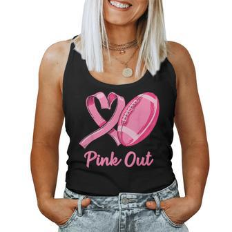 Pink Out Breast Cancer Awareness Bleached Football Mom Girls Women Tank Top - Monsterry DE