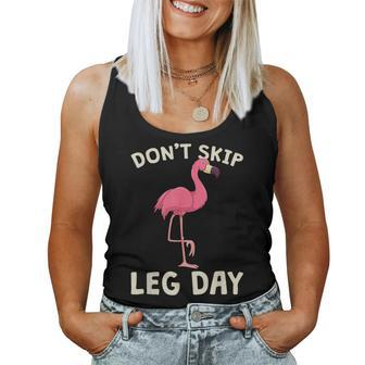 Pink Flamingo Workout Don't Skip Leg Day Gym Fitness Women Tank Top - Monsterry