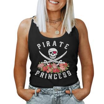 Pirate Princess Floral Pirate N Girl Women Tank Top - Monsterry