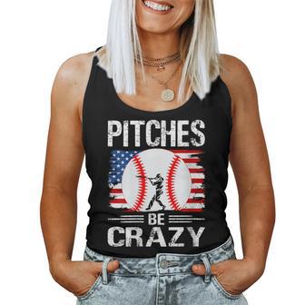 Pitches Be Crazy Baseball Mom Dad Women Tank Top - Monsterry CA