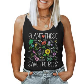 Plant These Save Bees Wildflower Earth Day Support Bee Lover Women Tank Top - Monsterry