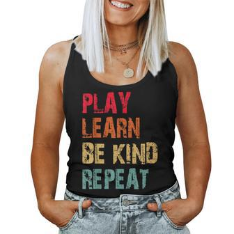 Play Learn Be Kind Repeat No Bullies Choose Kindness Retro Women Tank Top - Thegiftio UK