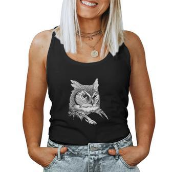 Pocket Owl Great Horned Owl Emblem Graphic Women Tank Top - Monsterry
