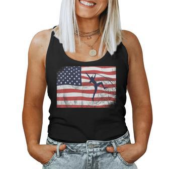 Pole Vault Track And Field Vaulting Girl Gymnast Usa Flag Women Tank Top - Monsterry AU