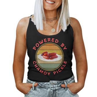 Powered By Chamoy Pickles Retro Humor Hot Pickle Food Lover Women Tank Top - Monsterry AU