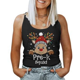 Pre-K Teacher Squad Teacher Christmas Reindeer Xmas Women Tank Top | Mazezy